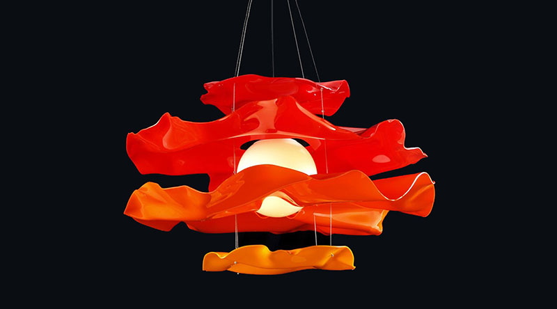 Drape mould Designer Pendant in gloss acrylic