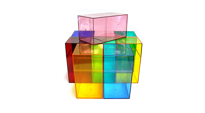 Boxes in a box in coloured acrylic